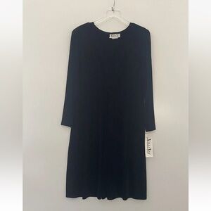 Vikki Vi California Black Stretch‎ Knit Cross Weave Dress Womens Size 16W (535)